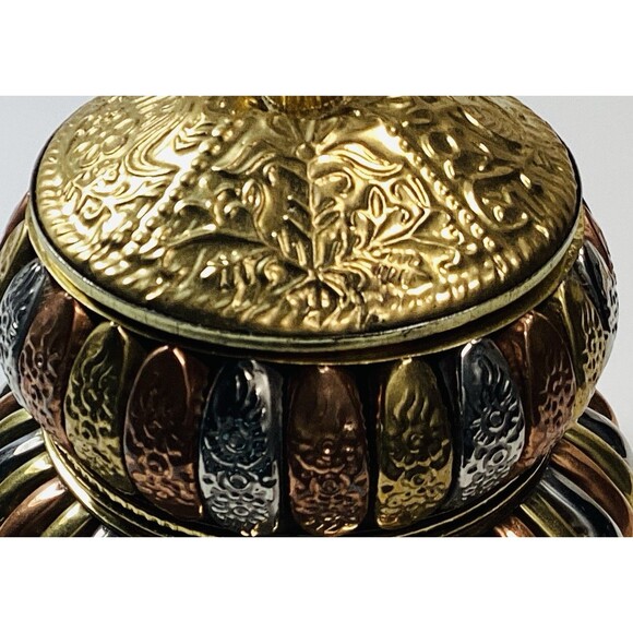 Tri-Color Metal Trinket Box Ash Tray 2-Piece - Picture 5 of 7